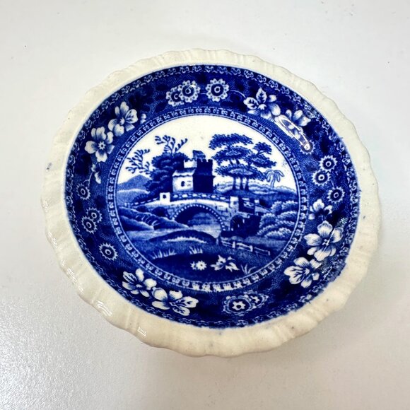 VTG Copeland Spode Tower Blue/White Butter Pat Mini Trinket Plate 3 -1/8"x 3/4" - Picture 1 of 7